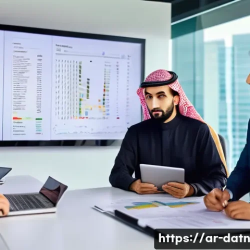Home 24 다양한 분석 목적에 적합한 프레임워크 - A modern corporate office scene showcasing a diverse team of Middle Eastern business professionals e...