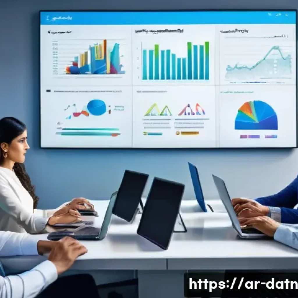 비즈니스 요구에 맞는 빅데이터 분석 프레임워크 선택 - A detailed professional office scene showcasing a diverse Middle Eastern data science team analyzing...