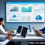 Home 17 비즈니스 요구에 맞는 빅데이터 분석 프레임워크 선택 - A detailed professional office scene showcasing a diverse Middle Eastern data science team analyzing...