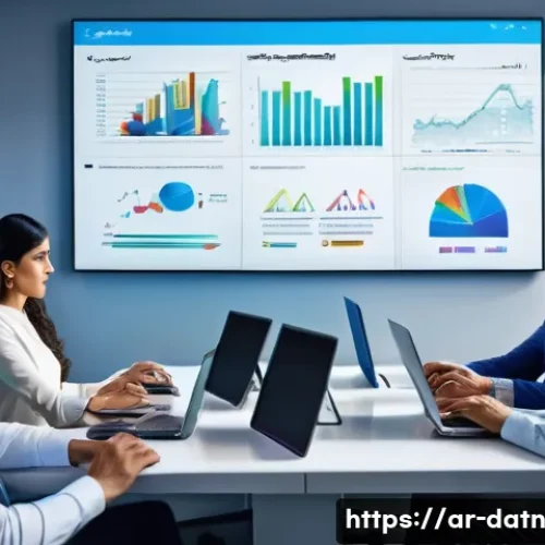 Home 11 비즈니스 요구에 맞는 빅데이터 분석 프레임워크 선택 - A detailed professional office scene showcasing a diverse Middle Eastern data science team analyzing...