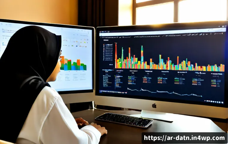 R과 Python을 활용한 빅데이터 분석 프레임워크 - Photorealistic modern data analytics workspace in Riyadh, Arab data scientist wearing modest busines...